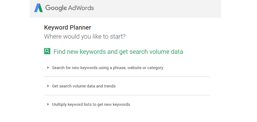 Google Keyword Planner предоставляет вам три инструмента для исследования ключевых слов